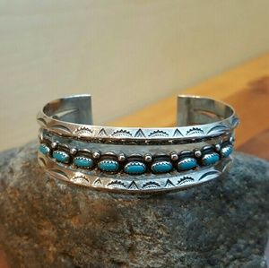 Navajo Sterling Silver Bell Trading Post Bracelet