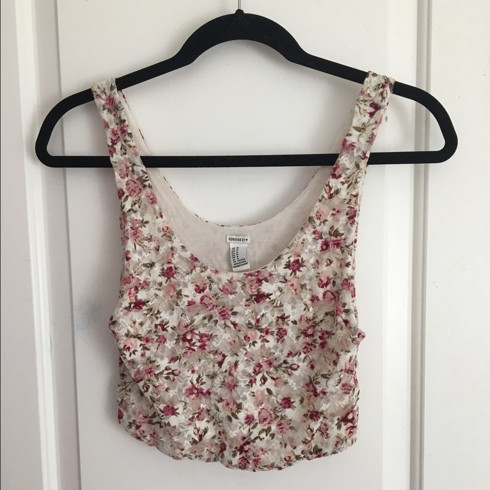 Floral lace crop top