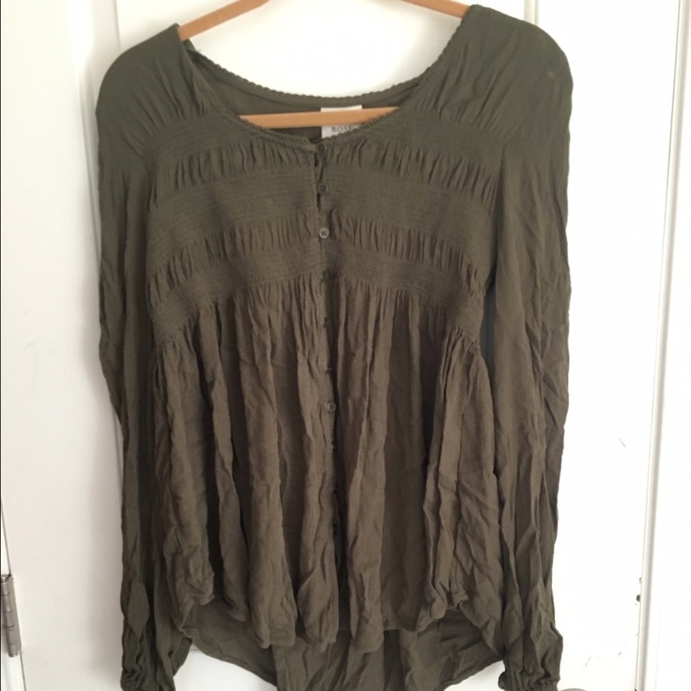 Olive green boho blouse