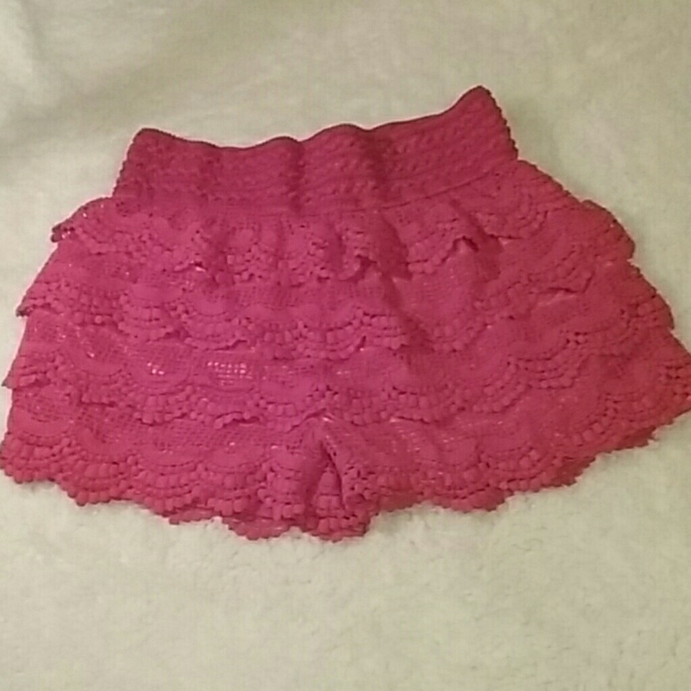 Red Lace  Ruffled shorts