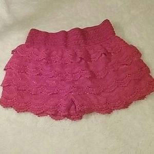 Red Lace  Ruffled shorts