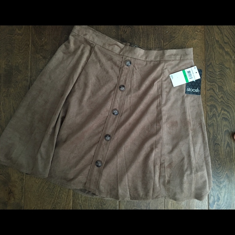Button down tan sued skirt