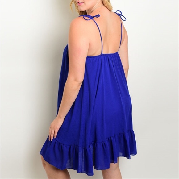 Plus Size 1X, 2X, 3X Adorable Royal Blue Dress - Picture 2 of 2