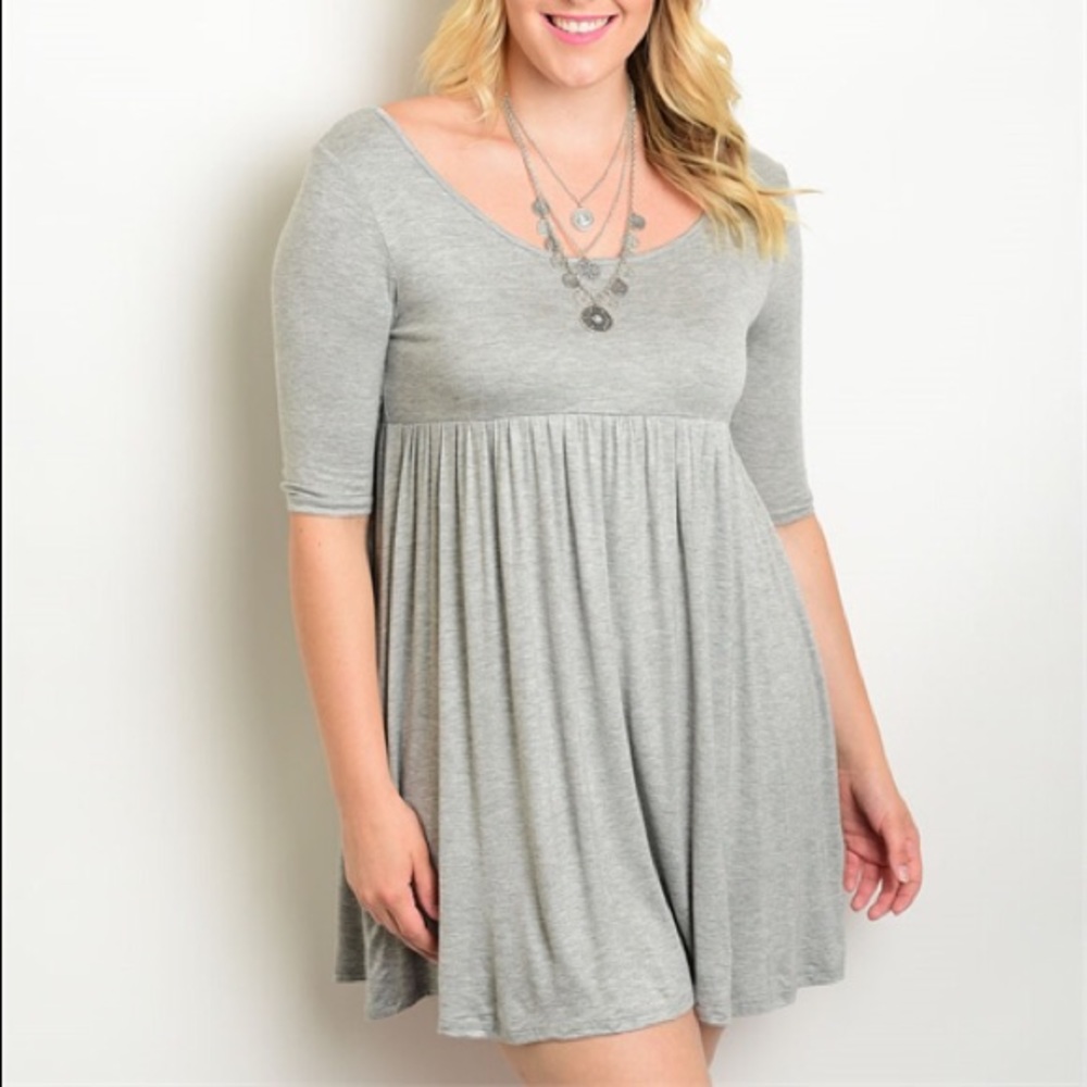Plus Size 1X, 2X, 3X Flowy Grey T-Shirt Dress!