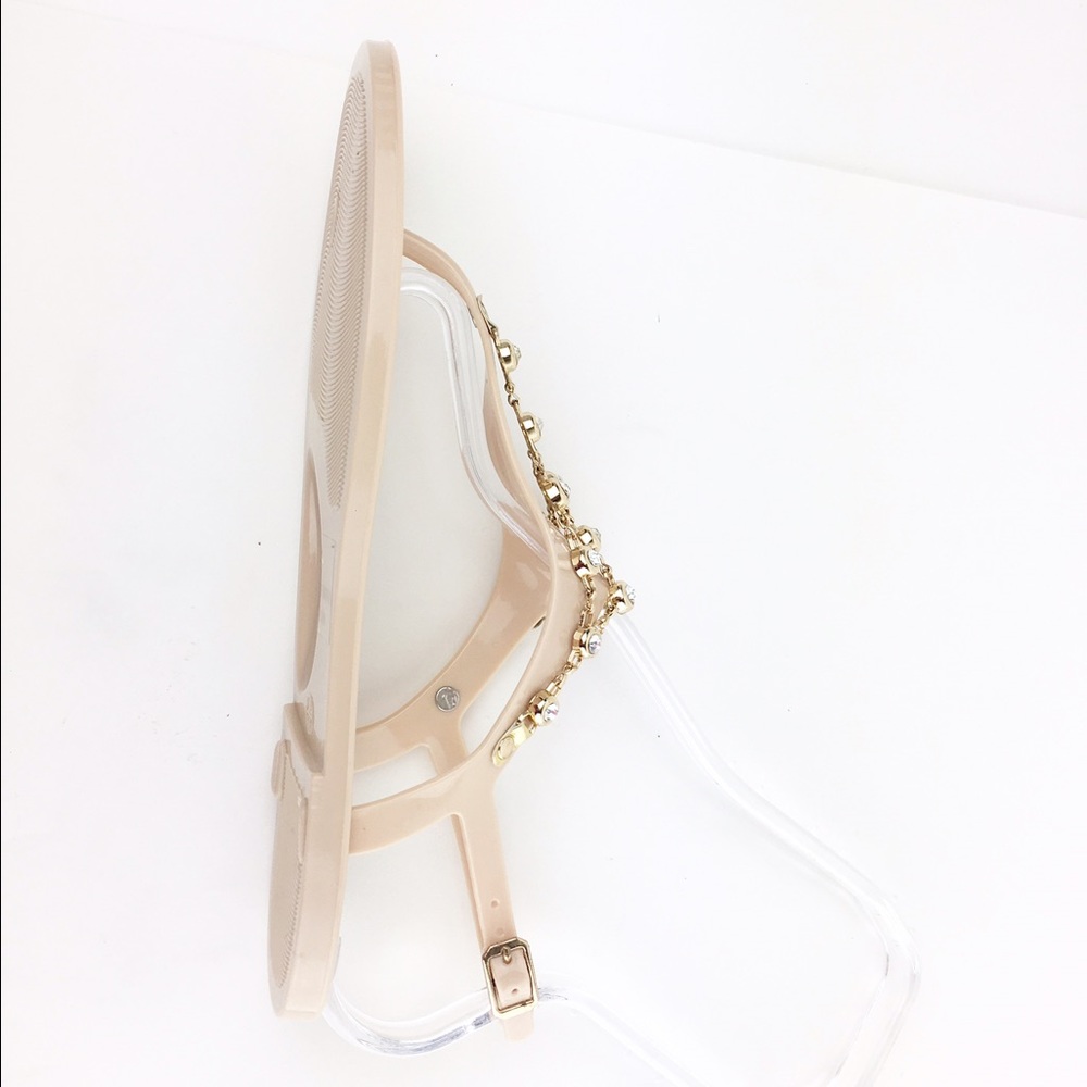 ➡️LAST ONE SZ10 Jelly Jewel Gold Nude Flat Sandals - Picture 2 of 4