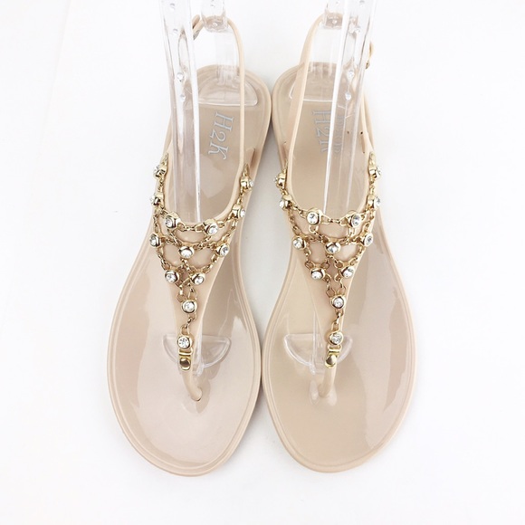 h2k Shoes - ➡️LAST ONE SZ10 Jelly Jewel Gold Nude Flat Sandals