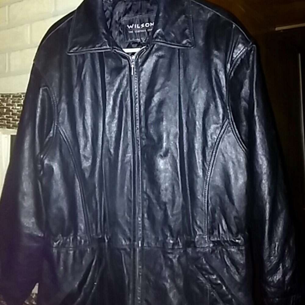 WILSONS BLACK LEATHER TRENCH COAT