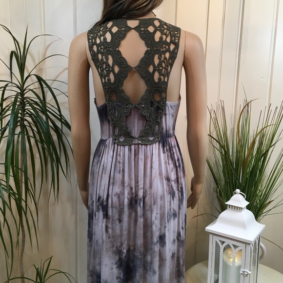 Sale TIE DYE CROCHET BACK MAXI DRESS ~ last 1 - Picture 4 of 11