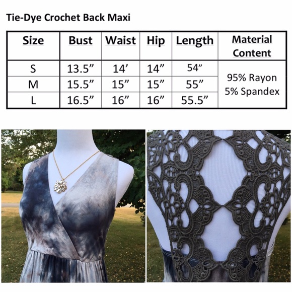 Sale TIE DYE CROCHET BACK MAXI DRESS ~ last 1 - Picture 11 of 11