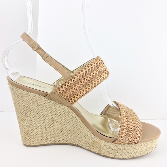 Style & Co. Shoes - Style&co Weave Wedge 4.5" 9.5 Carmel Strap Sandal