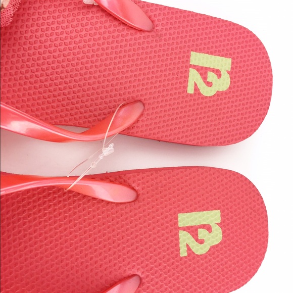 R2 Orange w/Fabric Flower Flip Flops SZ 8 NEW - Picture 3 of 5