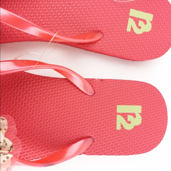 R2 Orange w/Fabric Flower Flip Flops SZ 8 NEW - Picture 4 of 5