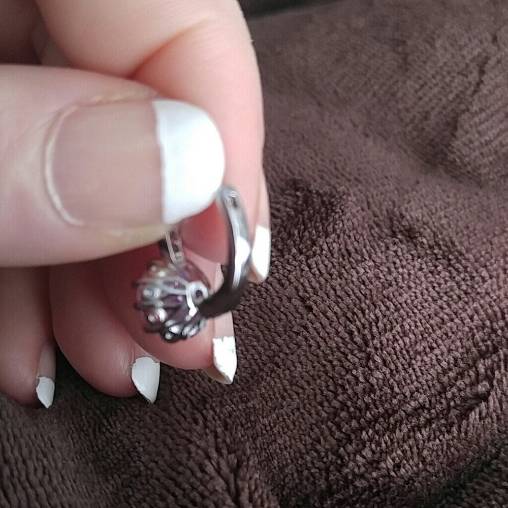 18k White Gold & CZ Earrings (Choice of color) - Picture 6 of 7