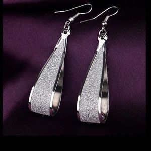 Silver and Gold Crystal Water Drop Hook Earrings.
