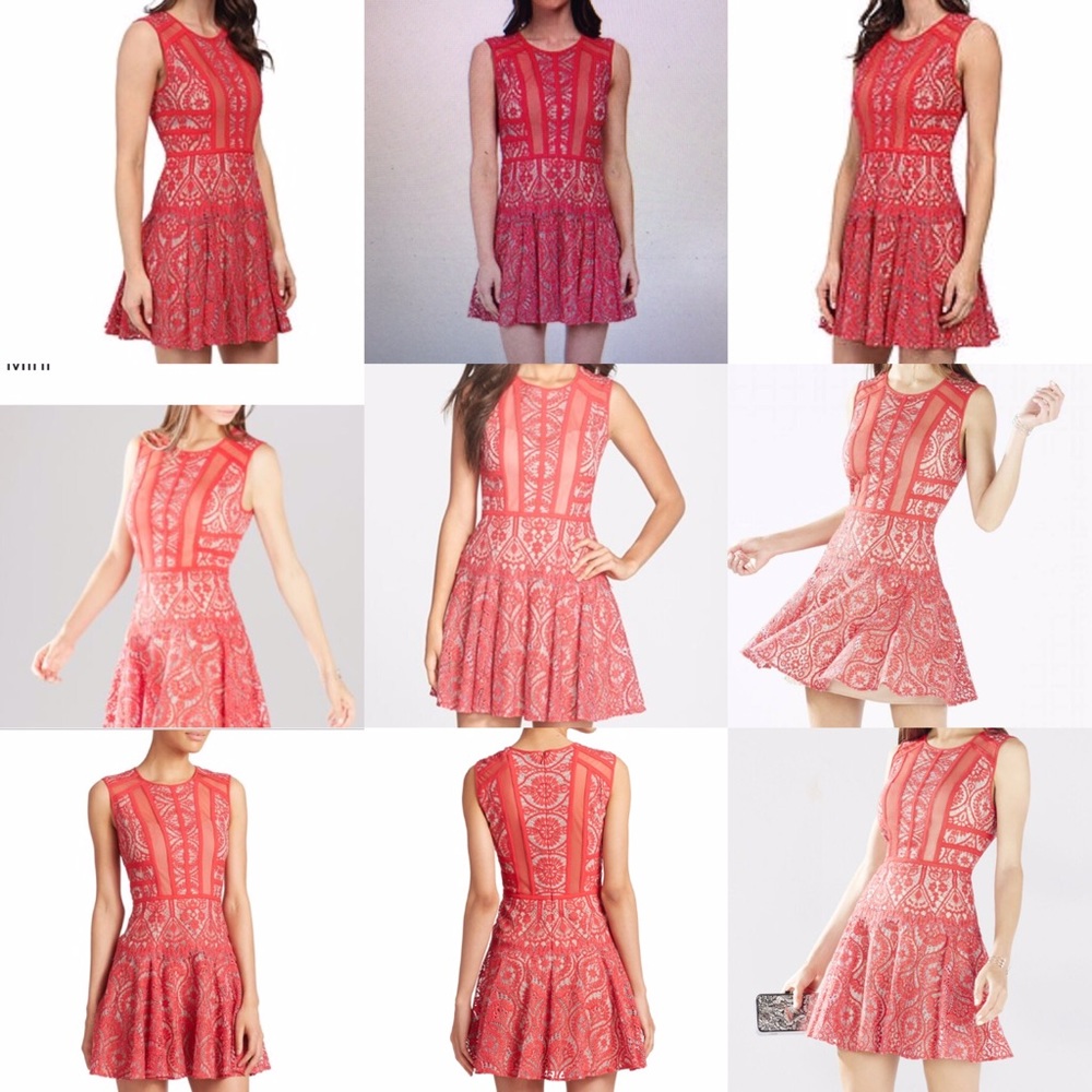 🎉HP🎉🌹BCBG Floral Lace Dress, Red - Picture 4 of 5