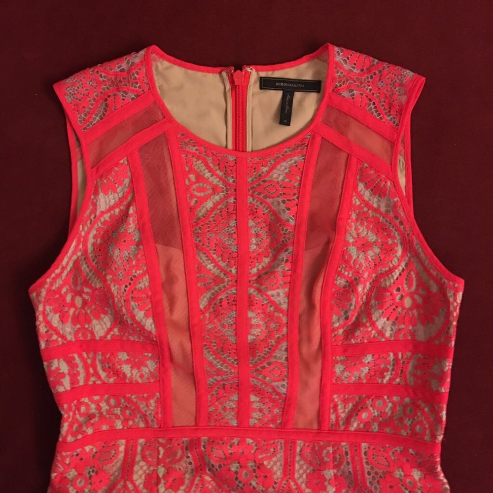 🎉HP🎉🌹BCBG Floral Lace Dress, Red - Picture 2 of 5
