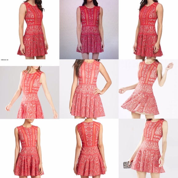 🎉HP🎉🌹BCBG Floral Lace Dress, Red - Picture 4 of 5