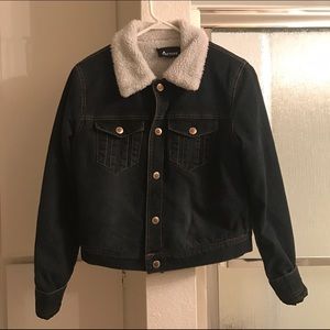 Dark Denim Faux Fur Collar Jacket