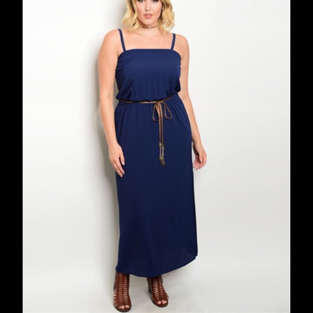 Plus Size 1X, 2X, 3X Lovely Navy Blue Maxi Dress