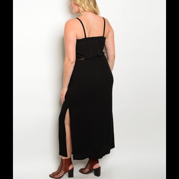 Plus Size 1X, 2X, 3X Lovely Black Maxi Dress - Picture 2 of 2