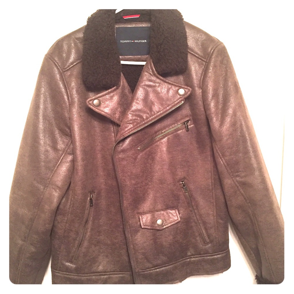 Brown winter biker jacket