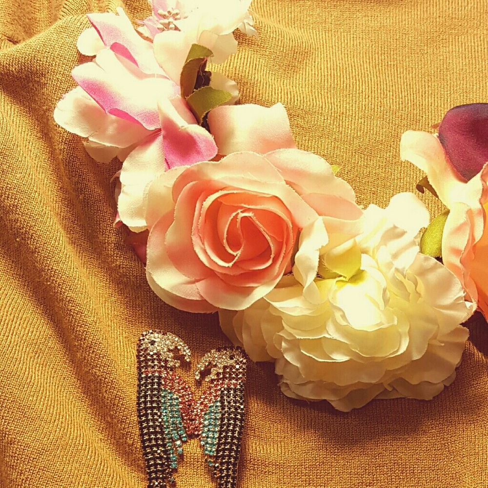 Multicolored Studded Parrot Chandelier Earrings