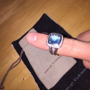 David Yurman Albion Blue Topaz & Diamonds Ring
