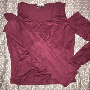 maroon cold shoulder shirt