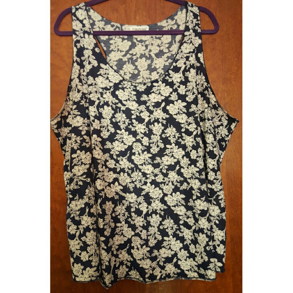 Blue and white floral tank