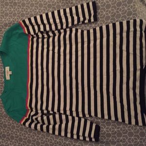 multicolored 3/4 sleeve striped shirt