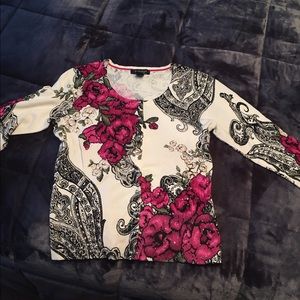 White House black market floral sweater