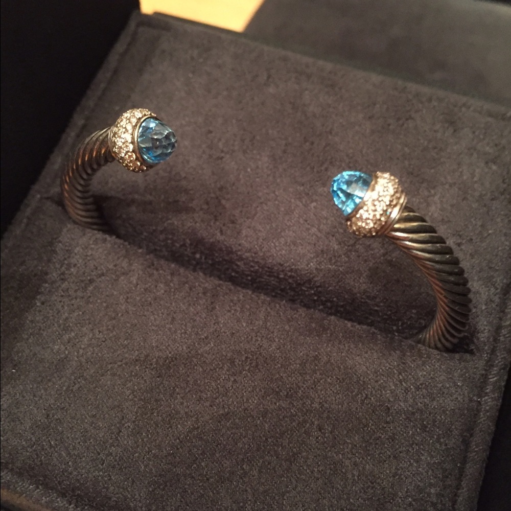 Rare David Yurman Bracelet w Blue Topaz & Diamonds