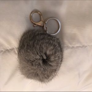 POM POM Genuine fur gray keychain