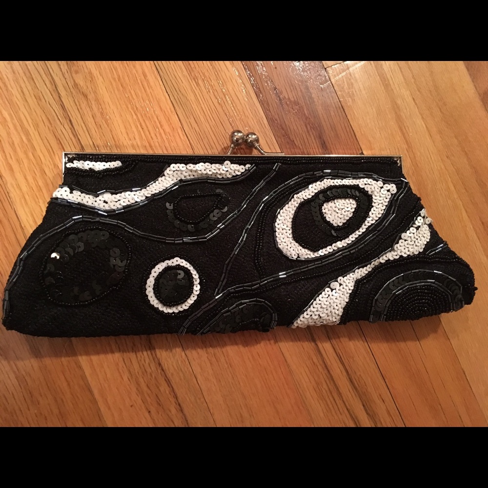 Black and white clutch purse
