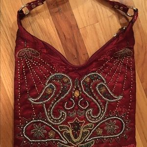 Beaded deep red purse