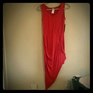 Red Form Fitting, cross zippered Dress