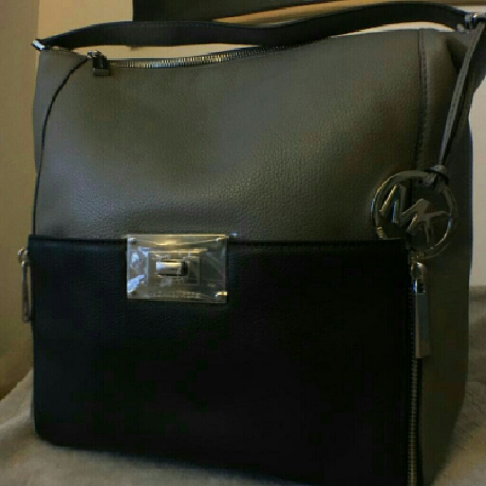 New Michael Kors Sloan Purse: Steel Gray/Blacl