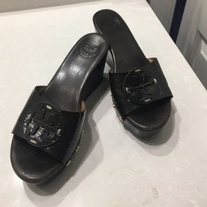 Tory Burch brown leather wedges