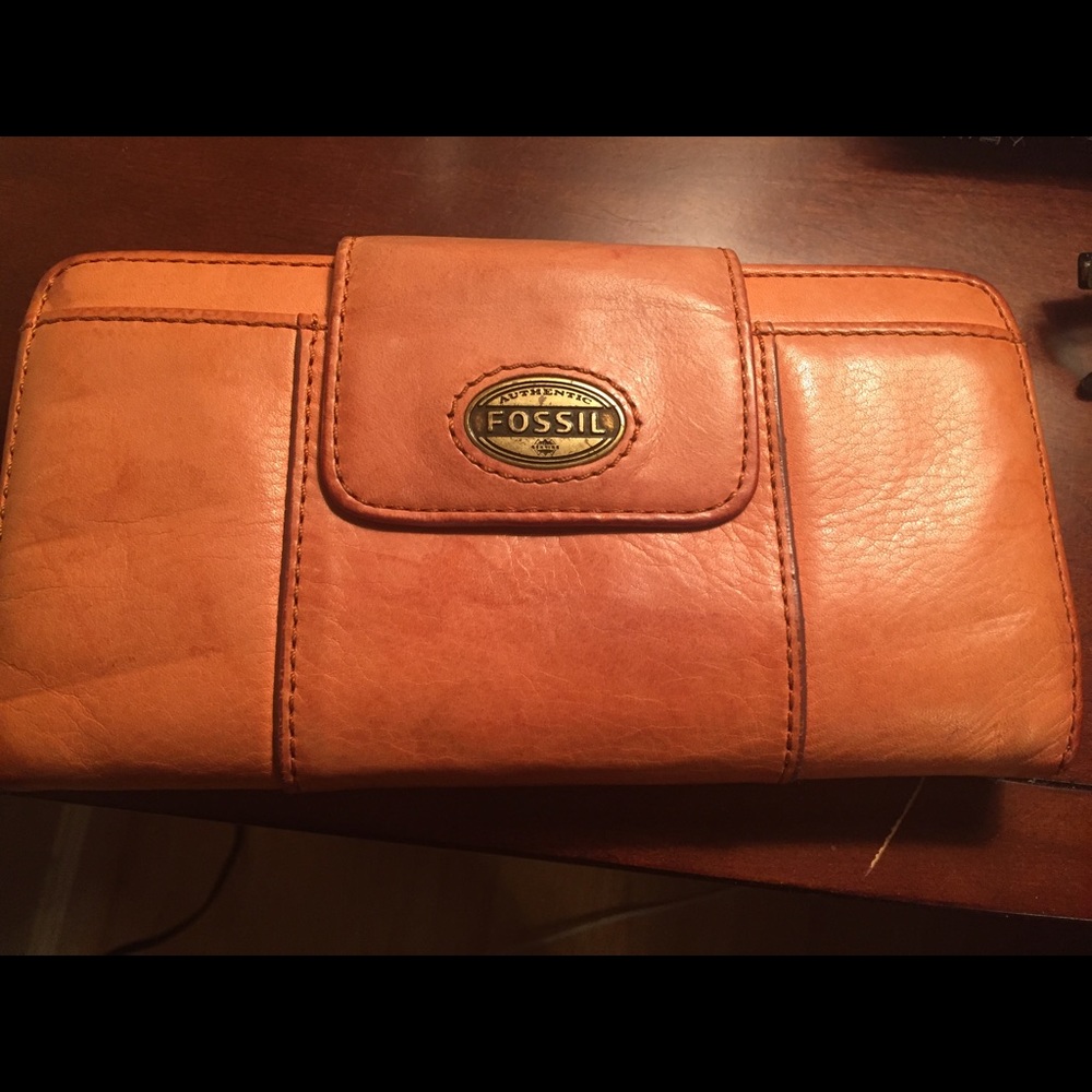 Orange fossil wallet