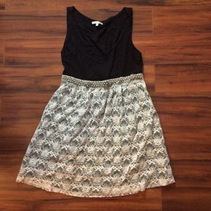 Black lace dress with bling detailed waist sz m