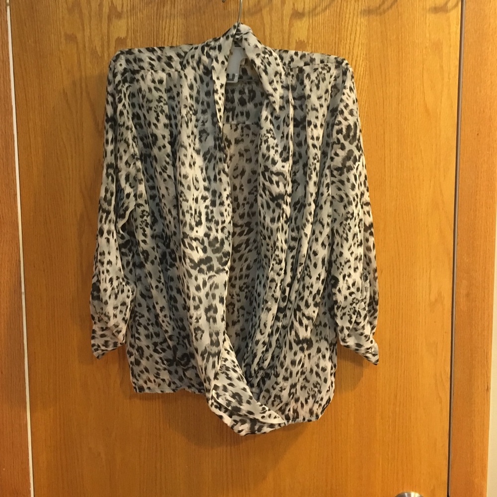 White leopard print blouse