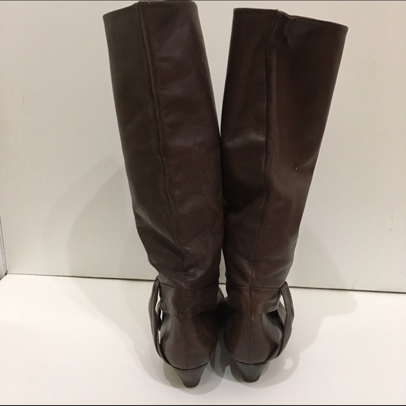 70s Brown Slouch Boots | Size 7 | Vintage Leather Insulated  SLOUCHY KNEE HIGH BROWN LEATHER BOOTS. 7