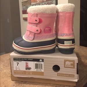 EEUC Pink PAC Strap Sorel Boots - Toddler 7