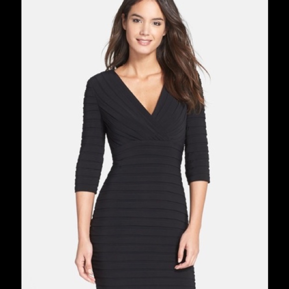 Adrianna Papell Pleated Jersey Sheath Dress LBD