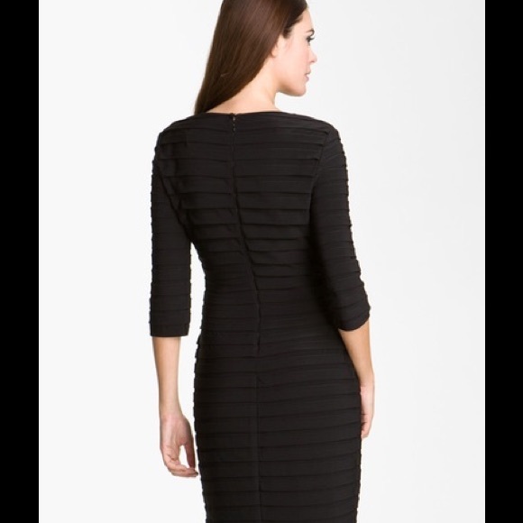 Adrianna Papell Pleated Jersey Sheath Dress LBD - Picture 2 of 2