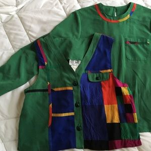 City Girl by Nancy Bolen vintage shirt vest set