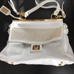 Badgley Mischka White Studded Handbag