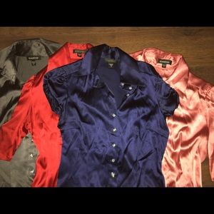 4 Bebe silk collared shirts bundle