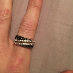Sterling silver lab created black Sapphire ring 7