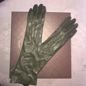 Dark Green Leather Gloves